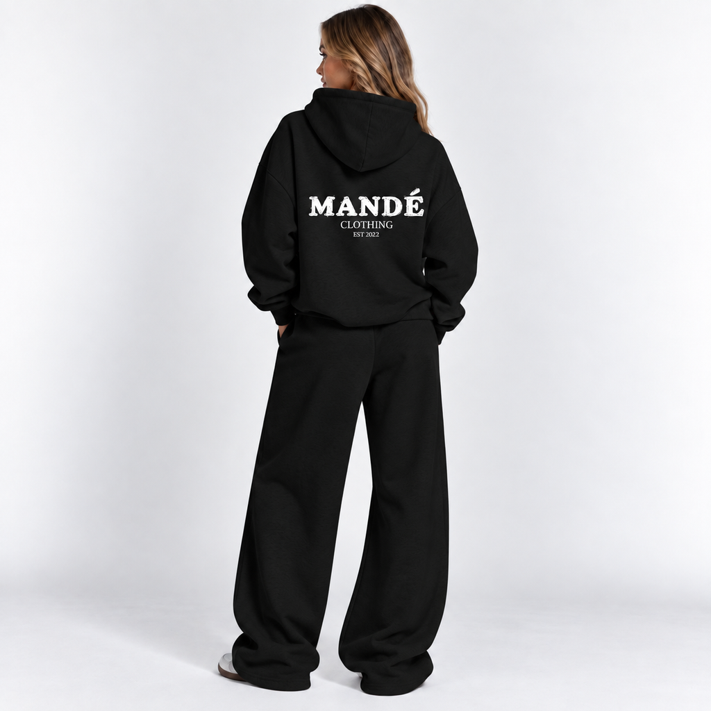 Mandé Hoodie & Byxa Set Black - bakifrån