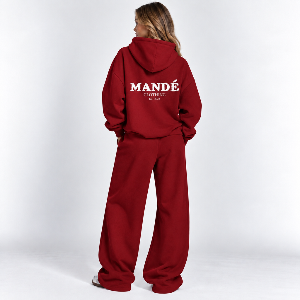 Mandé Hoodie & Byxa Set Red - bakifrån