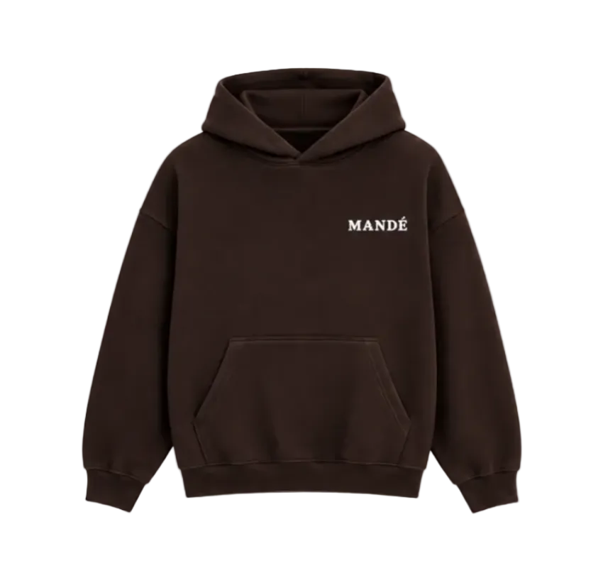Mandé Clothing Brown hoodie framsida